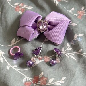 Purple Bow Hair Accessory Set